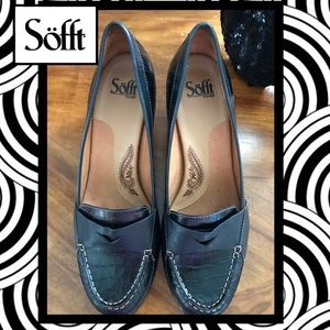 SOFFT Black leather 2” penny loafers